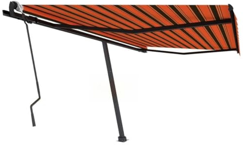 Tenda da Sole Autoportante Retrattile, 400x300 cm, Tessuto Poliestere UV e Struttura Alluminio, Regolazione 360°, per Giardino Balcone Terrazzo, Arancione/Marrone