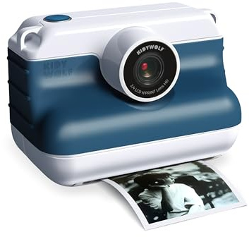 KIDYWOLF - K-Print Bleu - Appareil Photo Instantané Enfant 8ans+ | Impression thermique sans encre, stickers inclus, photos instantanées à personnaliser, dès 8 ans