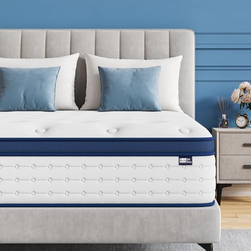 BedStory Matratze 90x200cm, 7-Zonen Taschenfederkernmatratze Höhe 26cm, H4 Härtegrad Matratze, Gedächtnisschaum und unabhängige Sackfeder, Rückenentlastende, Blau