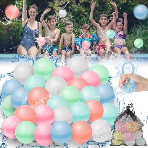 Wiederverwendbare Wasserballons, 24 Stück Wasserbomben Selbstschließend