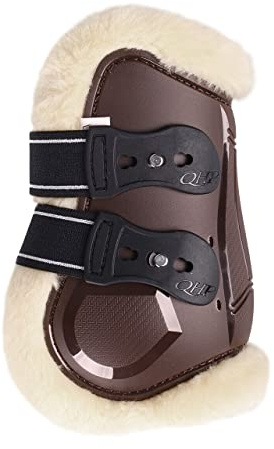 QHP Streichkappen Ontario mit Fellimitatfutter und Schnellverschlüssen (Warmblut, Braun)