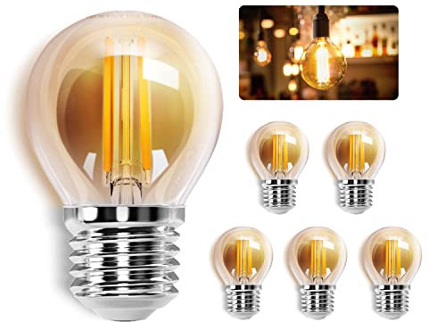 Aigostar Edison Lampadine LED E27, Luce Calda 2200K,4W(equivalente a 37W),420LM,Lampadine di Filamento G45,Lampade Decorativa Retrò per Bar Caffè Hotel, 5 Pezzo