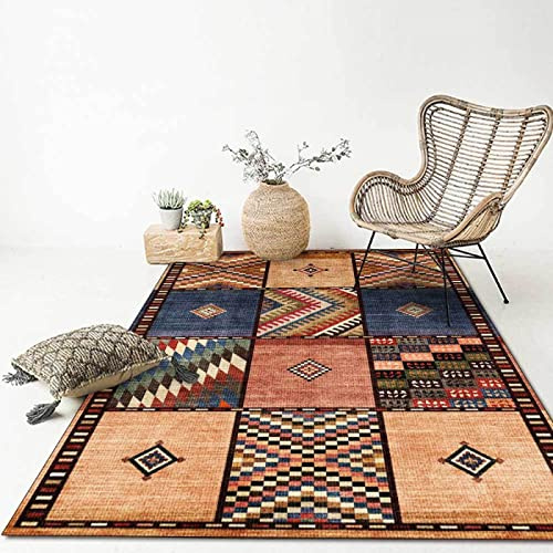 Tappeto Pelo Corto Corridoio Ingresso decorazione domestica di soggiorno camera da letto Tappetino per Il Letto, Divano,Patchwork multicolore marrone,Rectangular 70 x 140 cm