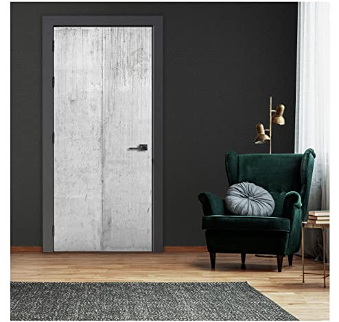 Türtapete Selbstklebend Betonoptik Grau Loft - 91x211 cm einteilig - Türposter Fototapete für Tür Wohnzimmer Küche Badezimmer Türaufkleber Türfolie UV-Beständig Montagefertig