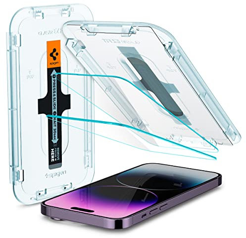 Spigen Glas.tR EZ Fit Tempered Glass Compatible with iPhone 14 Pro Max, 2 Pieces, Scratch Resistant, 9H Screen Protector