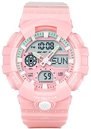 Orologi digitali Uomo Militare Cronometro 50M Impermeabile Multifunzionale Orologio Conto alla Rovescia Modalità Allarme Dual Time, rosa 2, Cinghia