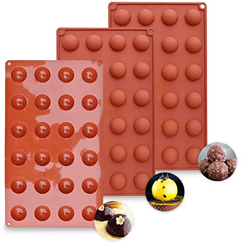Silikonform Halbkugel, 3 Stücke Silikon Halbkugelform, 24 Cavity Kugel Silikonform, Pralinenform Kugel, Silikon Halbkugelform Geeignet für Schokolade Gelee Mousse Dessert