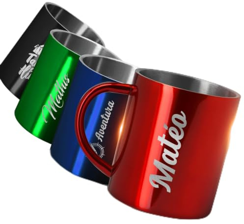 GRAVURE CONCEPT Mug En Métal Personnalisable 280mL - Rouge | Idée Cadeau KIWAN - Haute qualité - Finition premium - Personnalisation sur mesure - Prêt à l'emploi