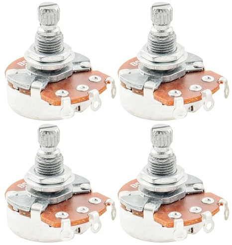 Alpha B500K Poti Metrisch Split Standard Shaft 9,5mm 4er Set | Linear Potentiometer, für E-Gitarre und Bass