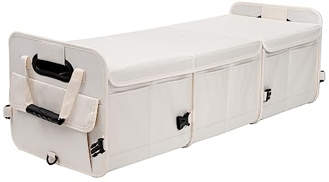 AOKJOY Kofferraum-Organizer mit Deckel, zusammenklappbar, mehrere Fächer, verstellbare Gurte für SUV, LKW, Limousine (Beige) XL