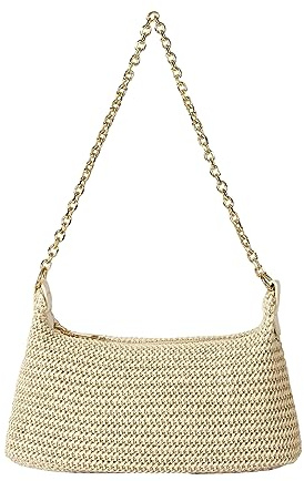 Verdusa Women's Straw Woven Shoulder Bag Tote Handbag Summer Beach Purse Vacation Bags Beige One Size