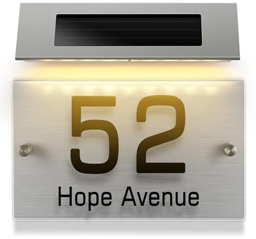 Hemobllo Solar Hausnummer Schild Satz Led Türschild Mit Acrylplatte Solarleuchte Außenbeleuchtung Adressschild Für Garten Terrasse