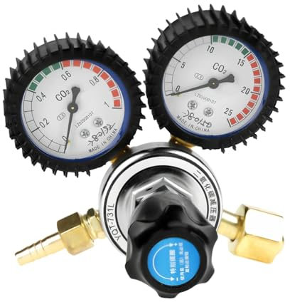 GSJNHY Regolatore for bombole di Gas CO2 con Filettatura G5/8 Strumento di misurazione a Doppio Calibro in Lega di Zinco Riduttore di Pressione di Saldatura di anidride carbonica