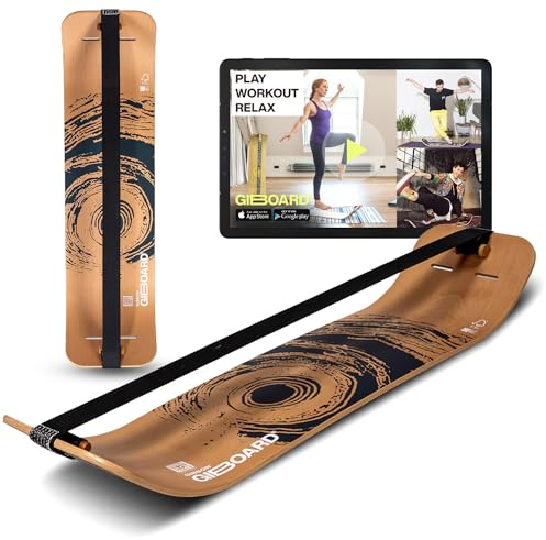 Gibbon Giboard Set Active Black - Tavola di equilibrio completa Slackline, inclusa cinghia e sistema di tensione, in legno di faggio, FSC, design nero per fitness e allenamento