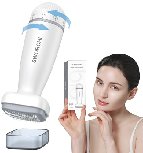 Derma Stamp Microneedling Adjustable Roller 120 Needles Titanium Pen | Men Women Hair Beard Growth Face Body Skin Care