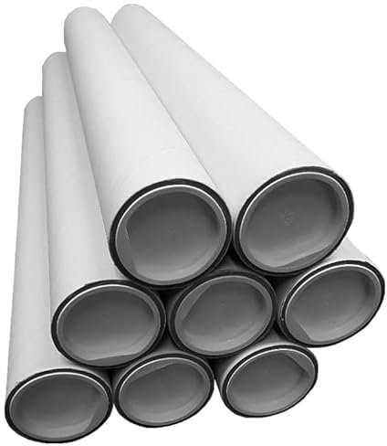 ELIX Versandhülse Versandrohr Versandrolle | mit Deckel | 25-87cm| Länge 520mm| Durchmesser 50mm Bis DIN A2 (8 Stk 52 cm x 5 cm M.T. - weiß)
