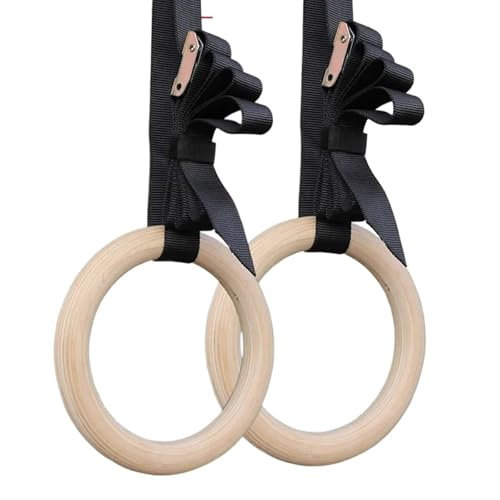 EKalgretrA Turnringe Holz 28/32 mm Holz-Turnringe mit verstellbaren Schnallen, 4,5 m Gurte for Kinder und Erwachsene, Heim-Fitnessstudio, Klimmzüge, Muskeltraining(38mm Straps,28mm Rings)