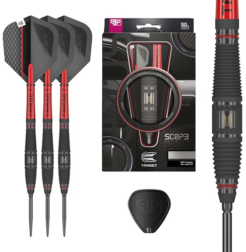 Target Darts Scope Swiss Point Steeldarts, 90% Tungsten Dart-Set | Steeldarts, Darts in Rot & Schwarz, Profi Dart-Set mit Swiss Points & Tool | Barrel 01/02/03/04 –21G/22G/23G/24G/25G