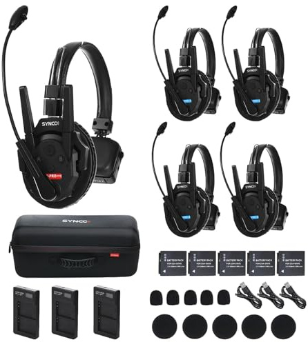 SYNCO XTalk Pro5 XPro X5 2.4GHz Wireless Headset Communication System,5Pcs | Random Master Device 500m Operating Range Real-time Monitoring AI Noise Reduction Headset for Movie Shoot Live Show