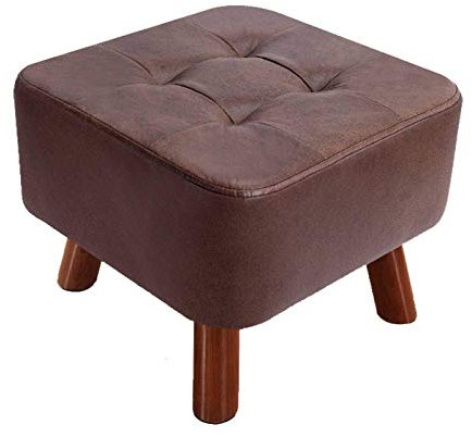 Retro-Ottoman-Fußstützen-Hocker mit stabilen Holzbeinen, atmungsaktiv, gepolsterter Sitz, hält bis zu 150 kg, ideal für Eingangsbereich, Wohnzimmer oder Terrasse, kompakt, 40,6 x 40,6 x 33 cm, antikes