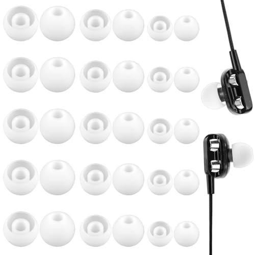 JJUNW Lot de 15 paires d'embouts de rechange en silicone souple pour écouteurs intra-auriculaires avec trou de réduction du bruit, compatibles avec la plupart des écouteurs intra-auriculaires