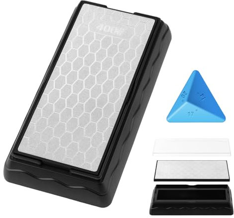 KITANIS Double-Sided Diamond Sharpening Stone, Knife Sharpening Stone with Extra Fine 1000/Coarse 400 Grit Diamond Plate, Silver, 7 x 3.5 Inch