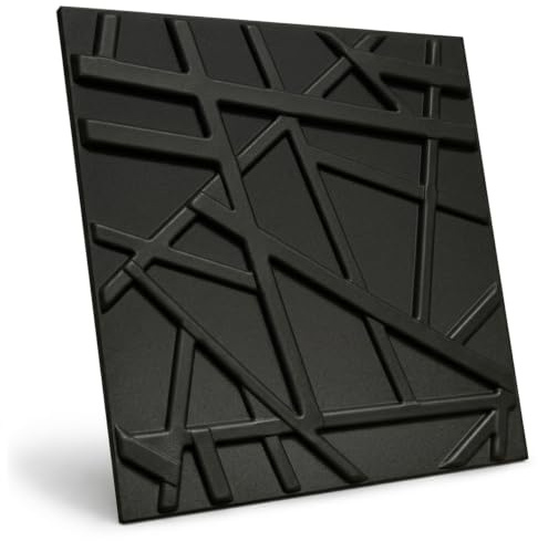 Deccart - Panneaux Muraux 50x50 cm Polystyrène XPS, Noir, 1 pièce, 8m² | Panneau mural 3D Décoratif, Plaque murale decorative, Décoration murale, Relief texturé, Wall Panel, Deco Mur