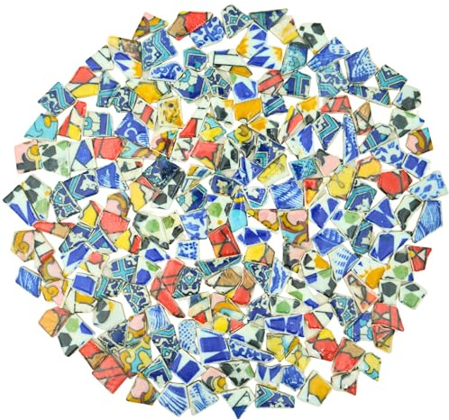 Yuvori 0,5 kg di piastrelle per mosaico in porcellana moderna astratta, geometrico, irregolare, per bagno, soggiorno, cucina, esterno (colori misti, piccolo)