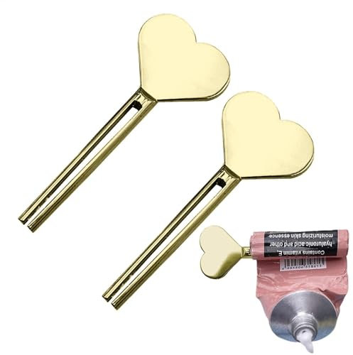 2Pcs Toothpaste Tube Squeezer, Stainless Steel Tube Squeezer Key, Toothpaste Squeezer Key, Tube Squeezer Tool for arthritics Hands, Save Toothpaste, Creams, Paint, Ointment, No More Waste