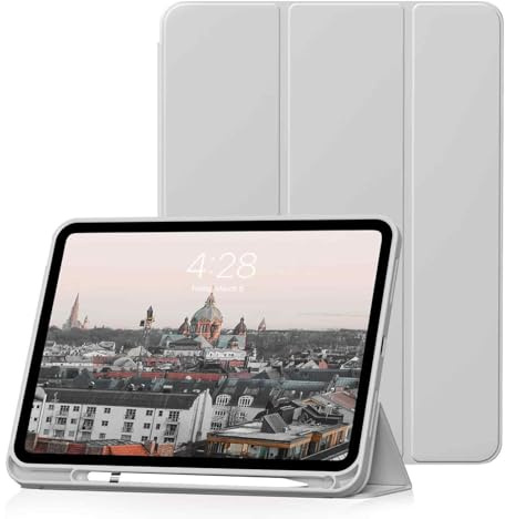 HMTDIYOU Hülle für iPad 11. Generation A16/iPad 10. Generation, Grau | Schutzhülle mit Stifthalter, Automatisches Schlafen/Aufwachen, Weiche Silikon Hülle für 2025 A16 11 Zoll/2022 10,9 Zoll iPad