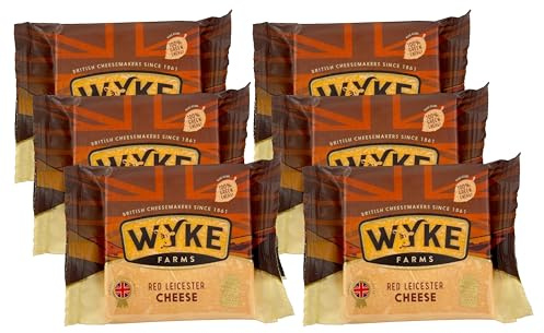 Food-United LEICESTER-RED-KÄSE 6x200g Stück von WYKE Farms mature Leicestershire cheese Cheddar Alternative englischer Hartkäse 10 Monate gereift perfekt zu Burger Sandwich Fondue Käseplatten Gratin