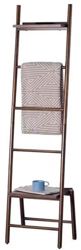 Echelle Porte Serviette Salle De Bain Bambou Assemblage À Tenon Et Mortaise Échelle Porte Serviette sur Pied avec 3 Tiges Et 2 Cloisons Hauteur 165CM(Multi-Colored)