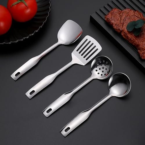 Set di posate in argento, 4/16/24/32/40/48 pezzi, set di utensili da cucina per la casa, mini spatola, set da 4 pezzi, acciaio inossidabile 304, scolapasta, cucchiaio da zuppa (argento, 10 pezzi, 40