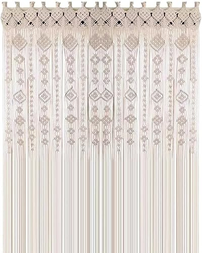 SINGLE PENCIL PLEAT THERMAL DOOR CURTAIN PANEL LIGHT GOLD, Hand-woven Door Curtain, Bohemian Stylel, Use For Window, Door, Wedding Background Decoration (95x200cm)