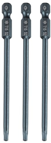 MACHSWON Lot de 3 embouts de tournevis Torx T15 de 6,35 mm à tige hexagonale de 10,2 cm de long en acier S2 magnétiques à 6 points de qualité industrielle inviolables avec trou tête Torx