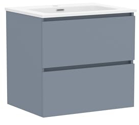 Baikal Mueble de Baño Klay. Mueble MONTADO. 2 Cajones Suspendido con Lavabo. Armario de Baño. Lavabo Ceramico. 70cm Azul.