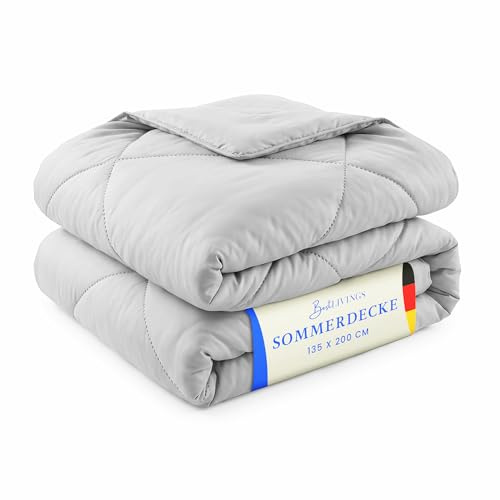 Bestlivings Sommerdecke 135x200cm Hellgrau – leicht, atmungsaktiv, Oeko-TEX | Leichte 700g Sommerbettdecke mit weicher Mikrofaser, ohne Bezug nutzbar, 60 °C waschbar, auch praktisch für Gäste & Reisen