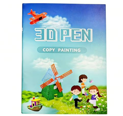 3D-Stift-Druck-Zeichenbuch,20 Blatt 40 Muster,Wiederverwendbar Farbig 3D Zeichenschablonen mit transparenter PVC-Platte für 3D Stift Kinder DIY GeschenkPainting Graffiti Template.