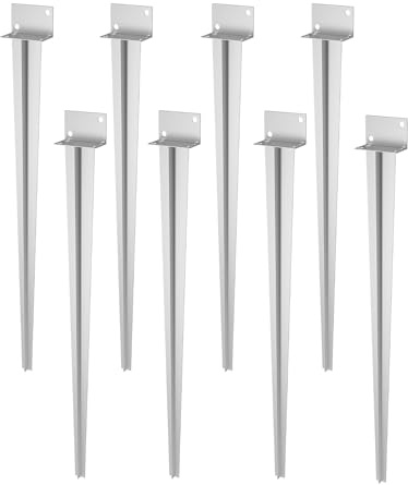 Aufun Lot de 8 supports de poteau universels à enfoncer en forme de L - Douille de sol galvanisée à chaud - Pour poteaux en bois - 40 x 500 mm - Pour clôtures, projets de jardin
