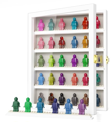 TJ.MOREE Minifigur Vitrine für Sammlerstücke, Minifigur Vitrine Wandhalterung, 27,9 x 34,0 cm,Weiß