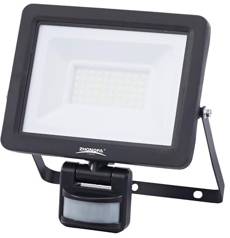 ZHONGFA LED Floodlight LED Security Lights Outdoor Motion Sensor (30W) | PC Material IP65 level of water resistance, IK07 level of protection garden garage outside wall lights mains powered