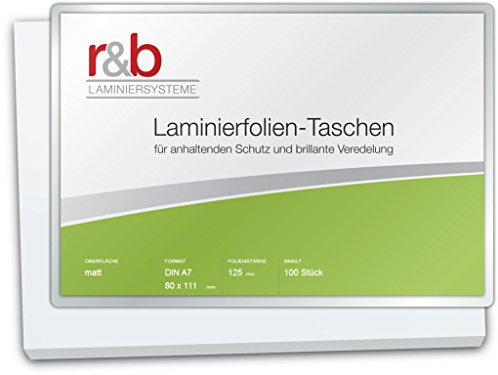 r&b FT-A7-125M Laminierfolien A7, 80 x 111 mm, 2 x 125 mic, 100 Stück