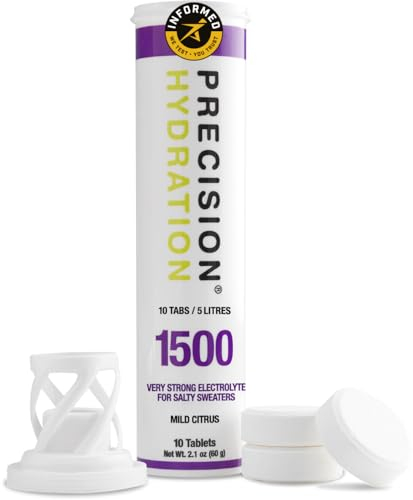 Precision Hydration Electrolytes Tablets - Multi Strength Effervescent Hydration Tablet - Low Calorie, Gluten Free, Vegan/Vegetarian Friendly, Mild Citrus Flavour (1500mg/l - Purple, 1 Tube)