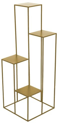 Moderne Pflanzentreppe Metall Blumenbeet mit 4 Regalen für Fotos Blumen und Dekorationen (Golden)