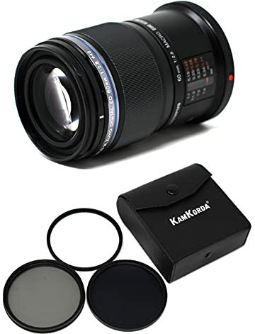 KamKorda Lens Filter Kit 46mm + Olympus M.Zuiko Digital ED 60mm f/2.8 Macro Lens, Micro Four Thirds System, Movie & Still Compatible AF System, Weather-Resistant Construction + 2 Year Warranty
