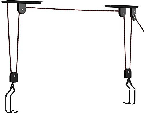 WELLGRO Fahrrad Deckenlift - Stahl, Fahrradlift schwarz, Fahrrad Deckenhalterung, Fahrradhalterung Tragkraft bis 23 kg, Deckenmontage