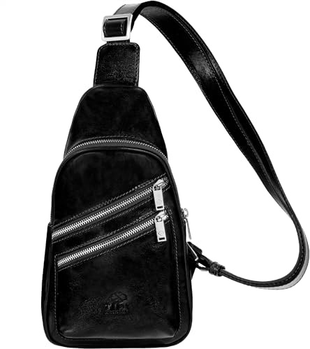 Time Resistance Brusttasche Leder Herren - Stylische Umhängetasche - Sling Bag - Rücken & Brust - 100% Leder - Italienische Handwerkstradition
