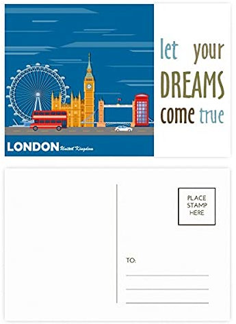 London Eye Doppeldeckerbusse Graffiti Dream Come True, Postkarten-Set Dankeskarten 20 Stück