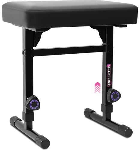 Liquid Stands Piano Stool Adjustable Height with Padded Seat—Height Adjustable Keyboard Chair for Piano Keyboard Stand, Musician Keyboard Bench and Piano Bench Seat Black