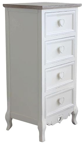 MAURY'S IL NUMERO UNO DEL RISPARMIO CASSETTIERA CUORE IN LEGNO DI PAULOWNIA (4 cassetti | 44 x 34 x h90 cm)